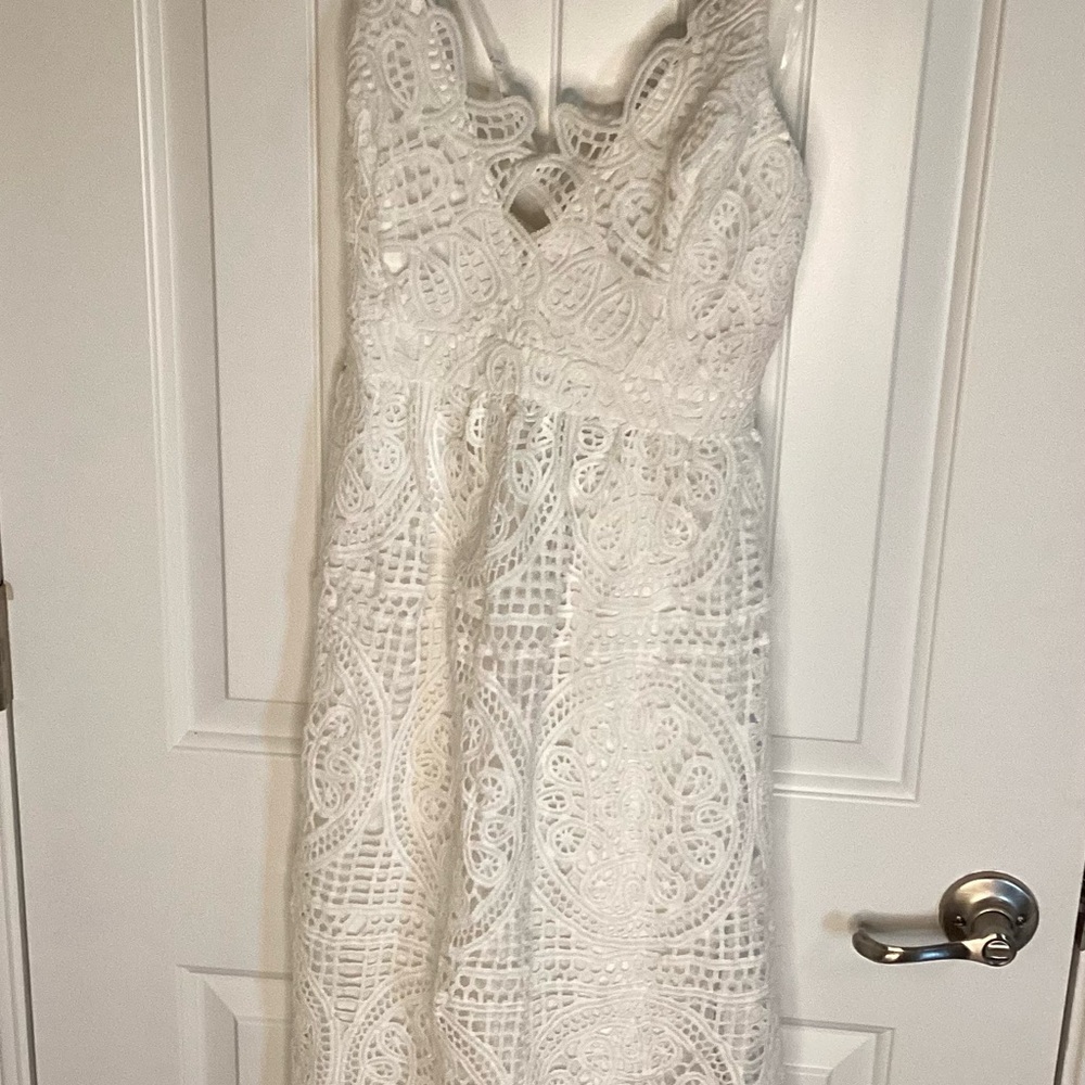 Lace Midi Dress in Ivory